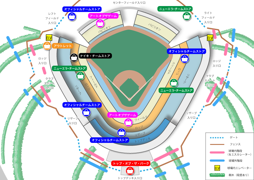 ドジャースタジアムのチームストアMAP